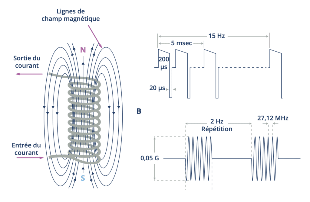 Comment un champ magnétique pulsé est-il généré ?